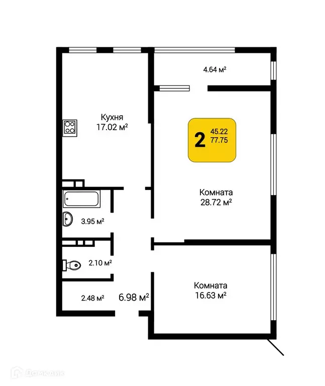 Продаётся 2-к квартира, 80.11 м - Фото 0