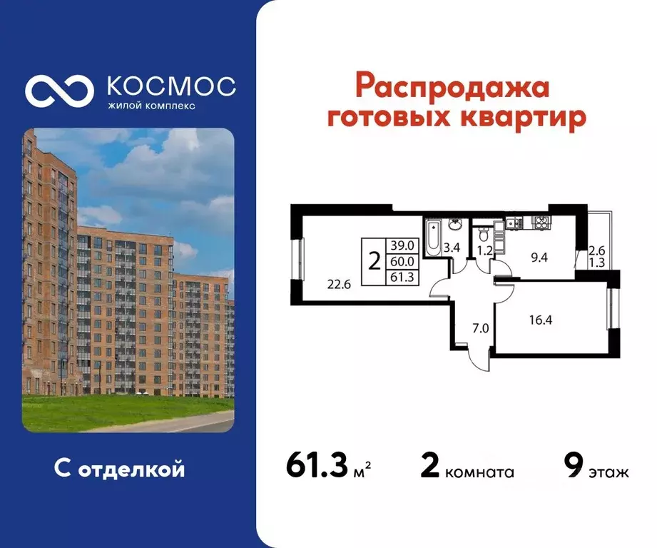 2-к кв. Московская область, Домодедово Авиационный мкр, ул. ... - Фото 1