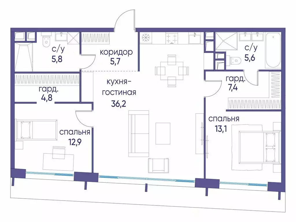 1-комнатная квартира: Москва, жилой комплекс Остров, 7-й квартал ... - Фото 1
