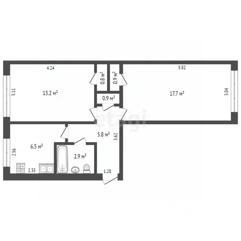 2-к кв. Новгородская область, Великий Новгород ул. Химиков, 2 (48.7 м) - Фото 1