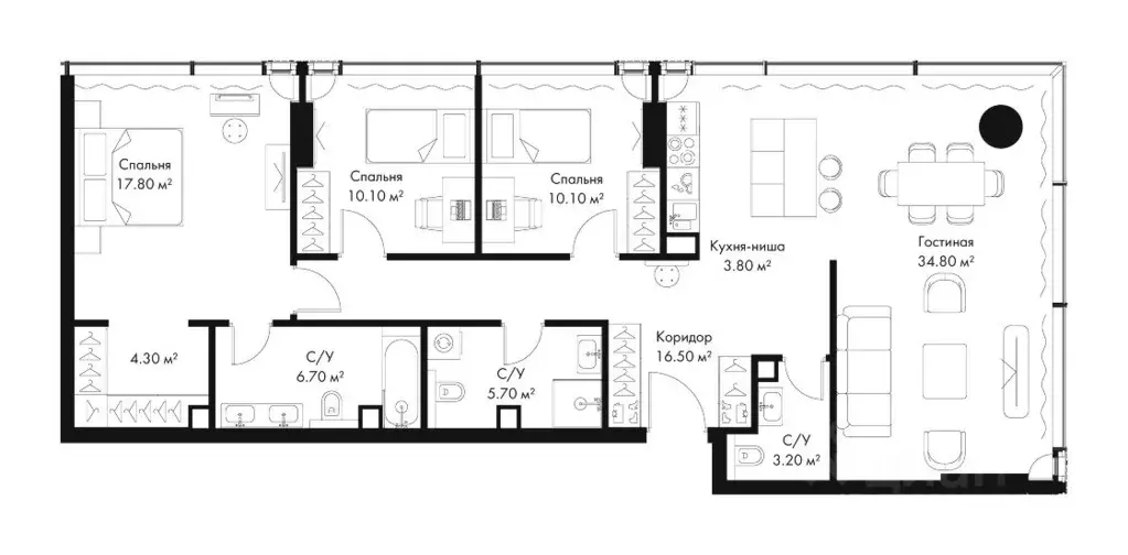 3-к кв. Москва ул. 3-я Ямского Поля, 9к6 (113.0 м) - Фото 1