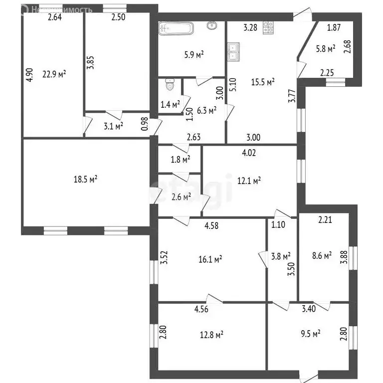 5-комнатная квартира: Санкт-Петербург, Большой проспект Васильевского ... - Фото 1