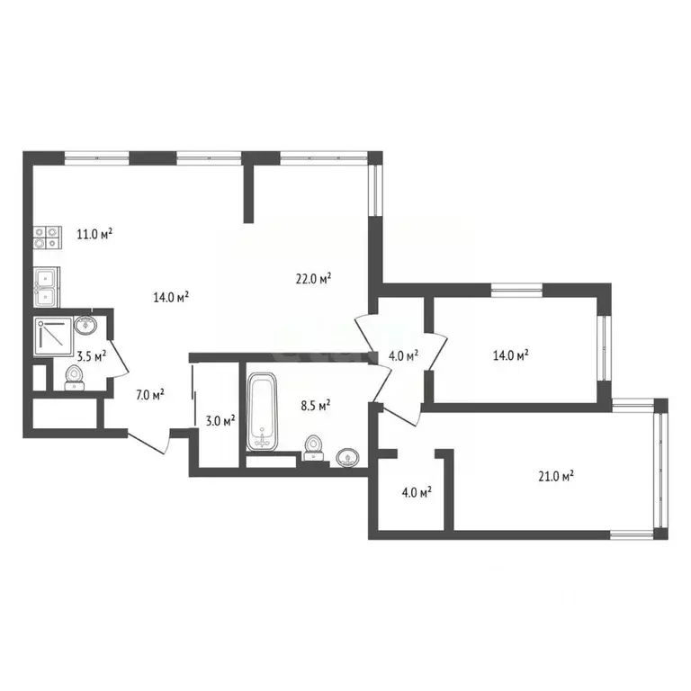 3-к кв. Москва Хорошевское ш., 12к1 (115.8 м) - Фото 2