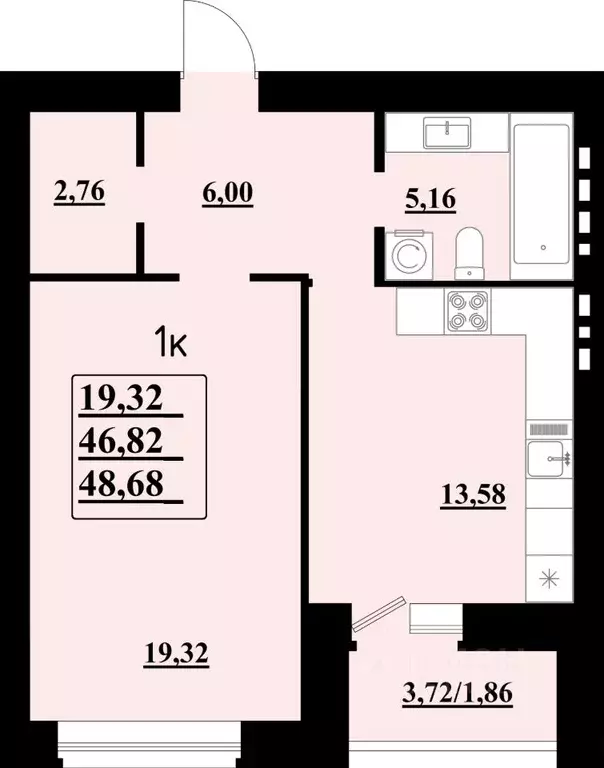 1-к кв. Самарская область, Самара Эстетика жилой комплекс (48.68 м) - Фото 1