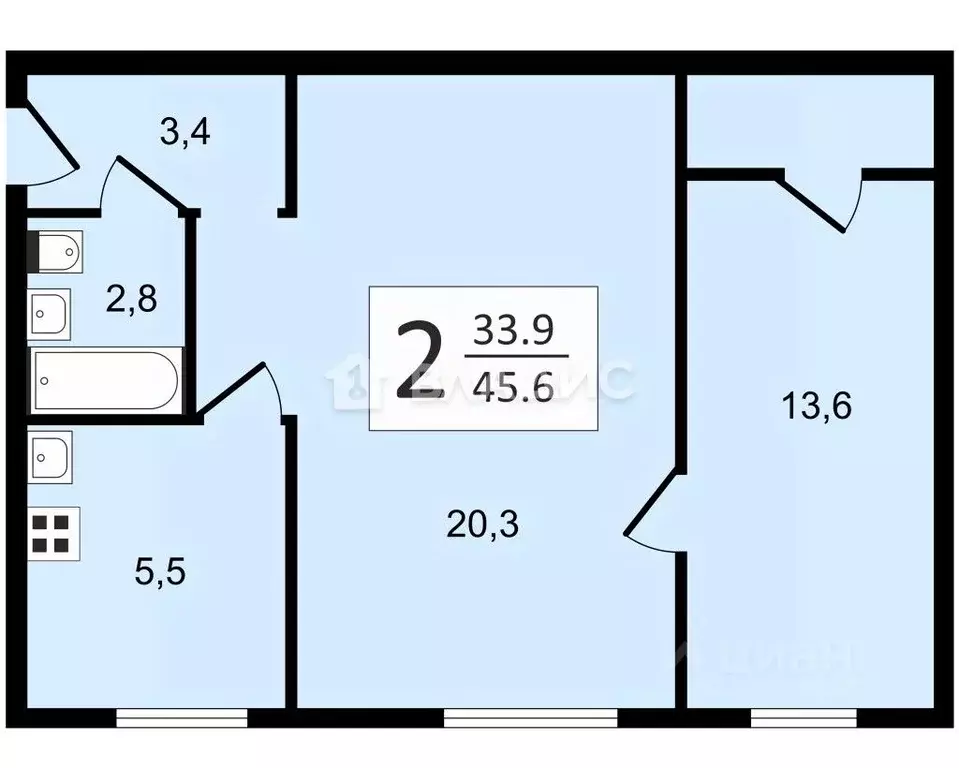 2-к кв. Москва Зеленодольская ул., 39 (45.5 м) - Фото 1