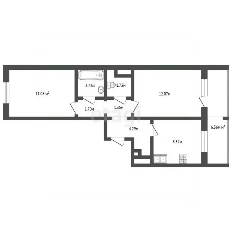 2-к кв. Челябинская область, Челябинский городской округ, пос. ... - Фото 2