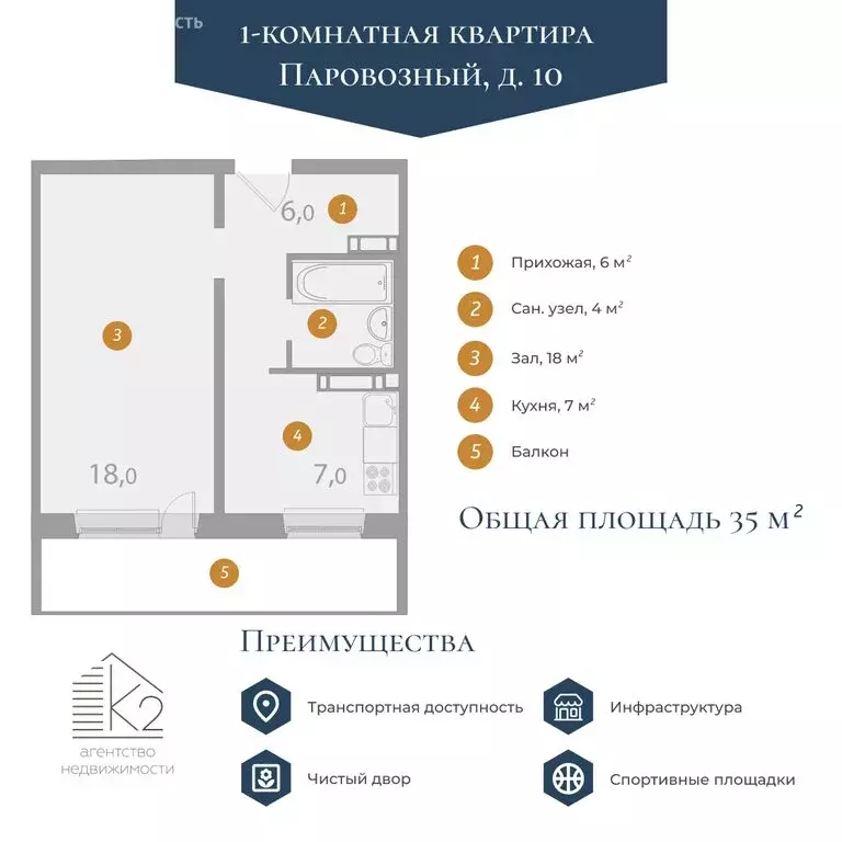 1-комнатная квартира: Томск, Паровозный переулок, 10 (36 м) - Фото 1
