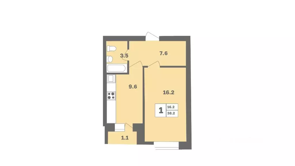 1-к кв. Башкортостан, Уфа Дагестанская ул., лит13 (38.2 м) - Фото 1