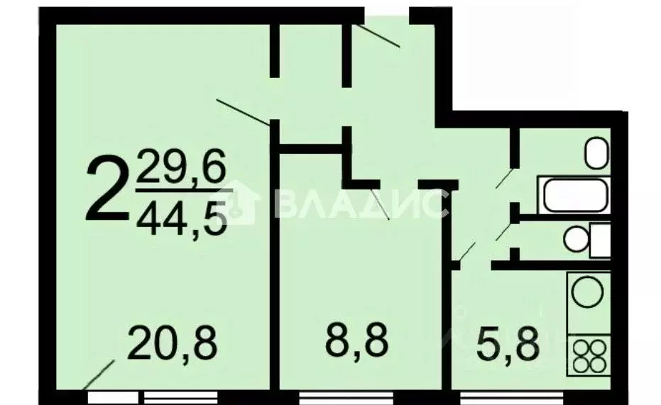 2-к кв. Москва ул. Зои и Александра Космодемьянских, 7К4 (44.4 м) - Фото 2