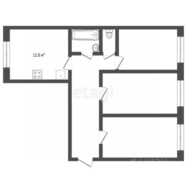 3-к кв. Саратовская область, Энгельс Харьковская ул., 10 (71.0 м) - Фото 2