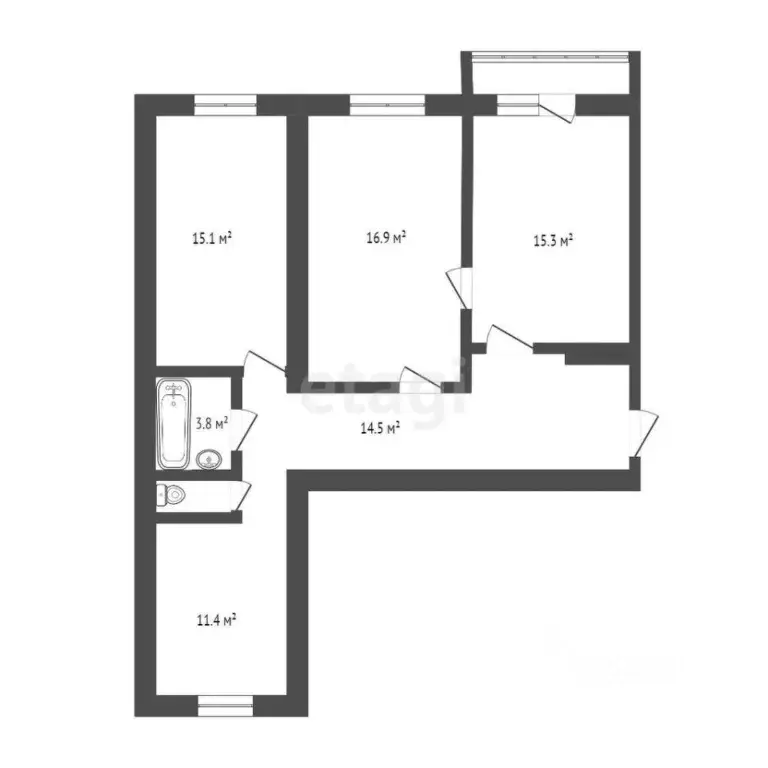 3-к кв. Тверская область, Тверь ул. Левитана, 58к2 (81.2 м) - Фото 1