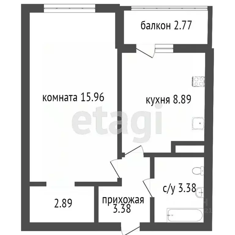 1-к кв. Костромская область, Кострома Профсоюзная ул., 6Б (40.1 м) - Фото 1