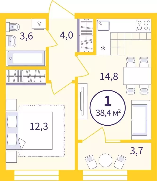 1-комнатная квартира: Екатеринбург, улица Репина, 111 (36.57 м) - Фото 0