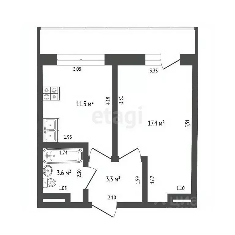 1-к кв. Кемеровская область, Кемерово ул. 2-я Заречная, 5Б (35.6 м) - Фото 1