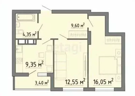 2-к кв. Липецкая область, Липецк Боевой проезд, 13 (55.3 м) - Фото 2