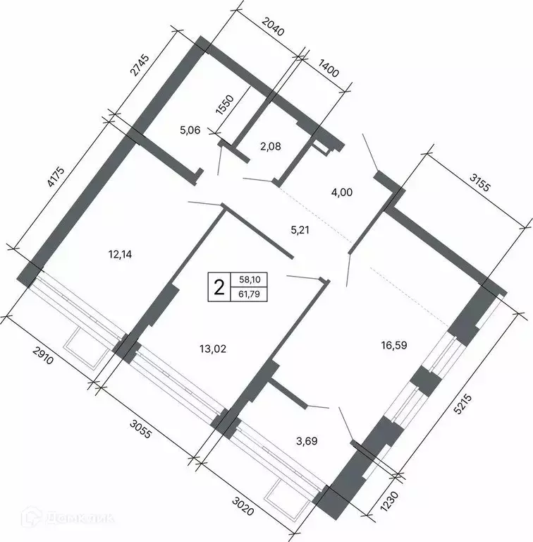 Продаётся 2-к квартира, 61.1 м - Фото 1