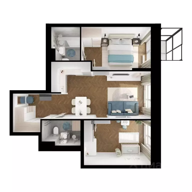2-к кв. Бурятия, Улан-Удэ Советская ул., 6/2 (55.15 м) - Фото 1