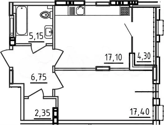 1-к. квартира, 50 м, 8/9 эт. - Фото 1