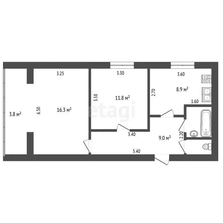 2-комнатная квартира: Чистенькое, улица Свиридова, 22 (53.6 м) - Фото 1