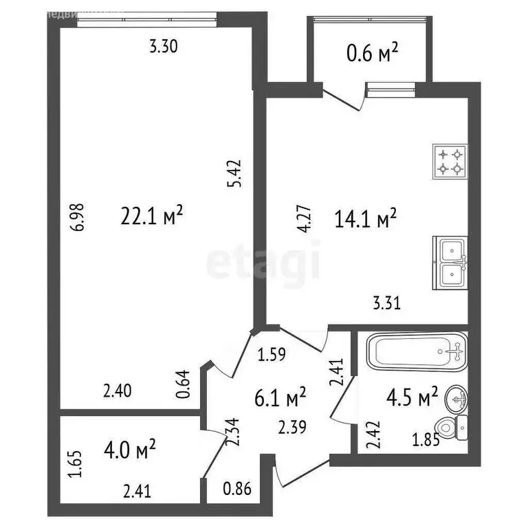 1-комнатная квартира: Санкт-Петербург, Варшавская улица, 6к2 (50.8 м) - Фото 1