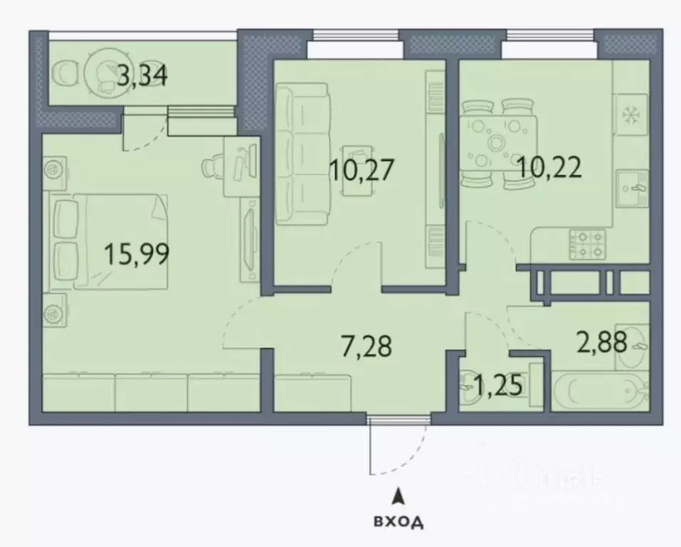 2-к кв. Брянская область, Брянск просп. Станке Димитрова, 67к7 (48.6 ... - Фото 1