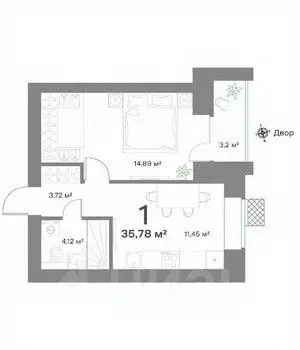 1-к кв. Нижегородская область, Выкса  (35.78 м) - Фото 1