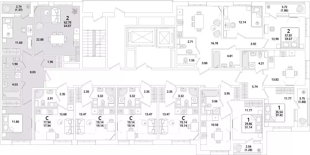 2-к кв. Санкт-Петербург Кубинская ул., 82к3с1 (65.1 м) - Фото 1