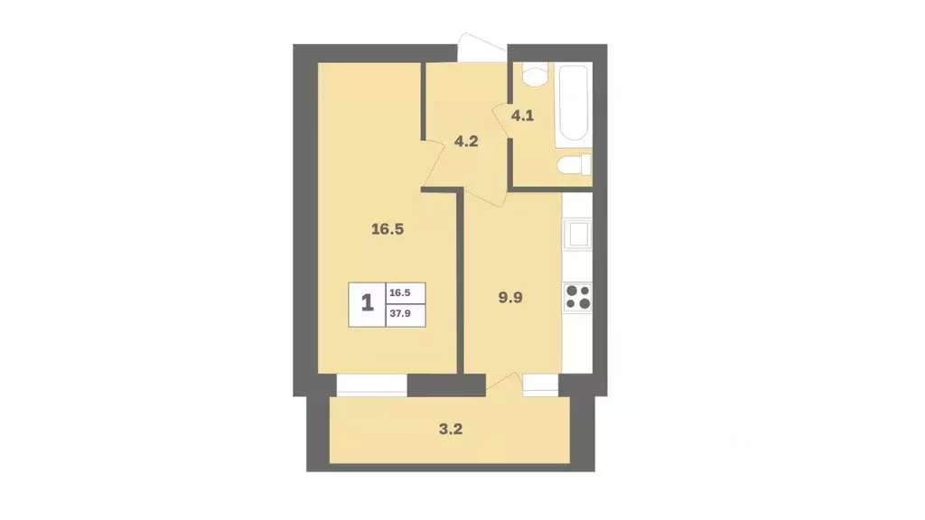 1-к кв. Башкортостан, Уфа Дагестанская ул., лит12 (37.9 м) - Фото 1