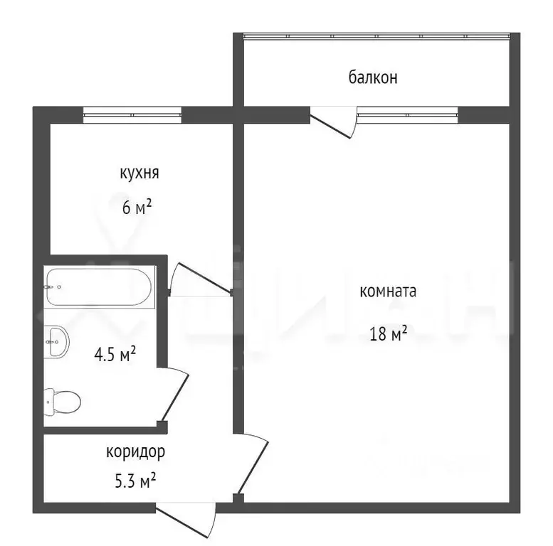 1-к кв. Московская область, Руза Федеративная ул., 6 (35.0 м) - Фото 1