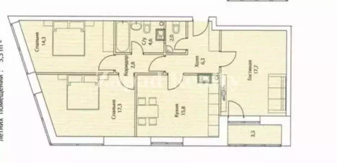 3-к кв. Москва Шелепихинская наб., 34к1 (82.0 м) - Фото 2