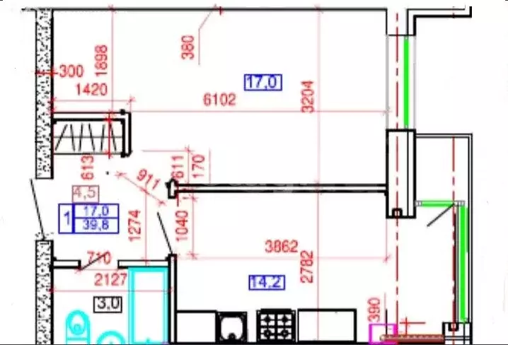 1-комнатная квартира: Владикавказ, улица Хадарцева, 39 (40 м) - Фото 1