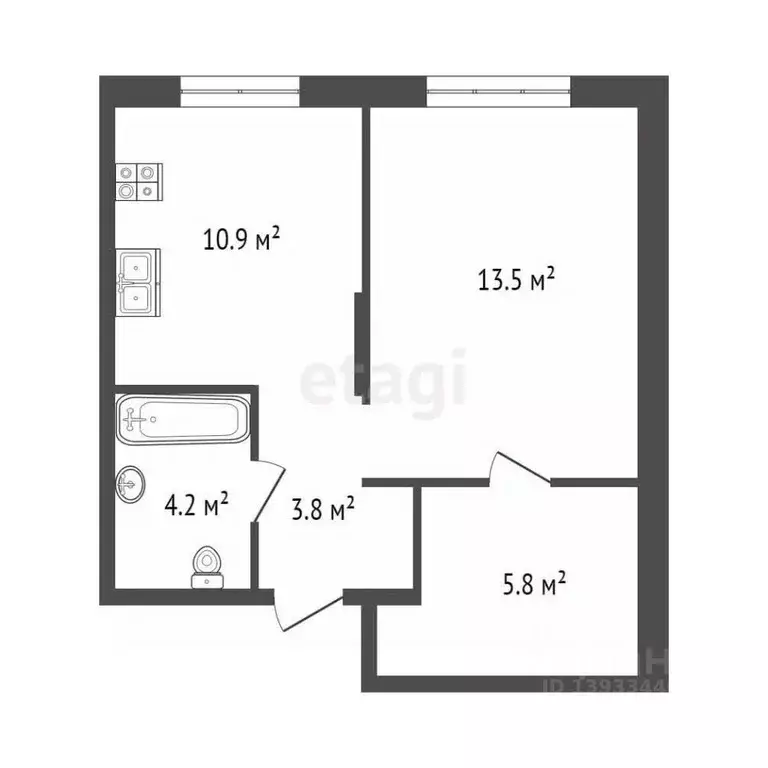 1-к кв. Тюменская область, Тюмень Новгородская ул., 22 (38.2 м) - Фото 1