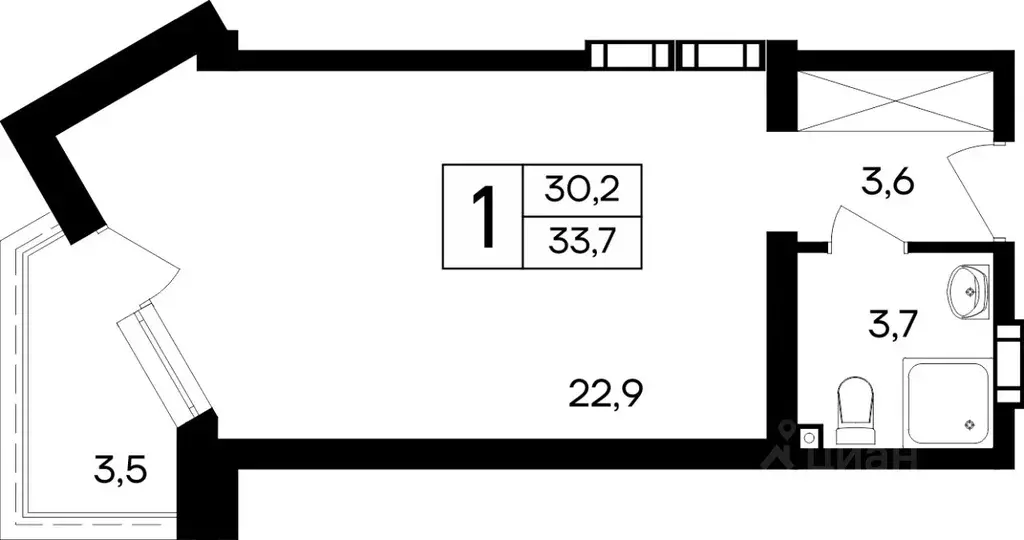 1-к кв. Крым, Евпатория  (33.7 м) - Фото 1