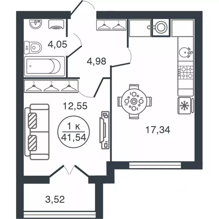 1-к кв. Тверская область, Тверь Бурашевское ш., 60 (41.54 м) - Фото 0