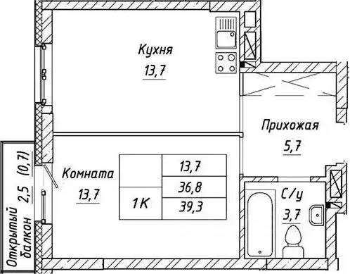 1-к кв. Новосибирская область, Новосибирск Тульская ул., 74 (38.6 м) - Фото 0