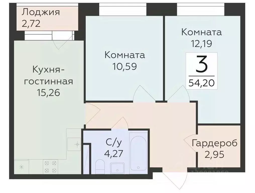 3-к кв. Воронежская область, Воронеж ул. Матросова (54.2 м) - Фото 0
