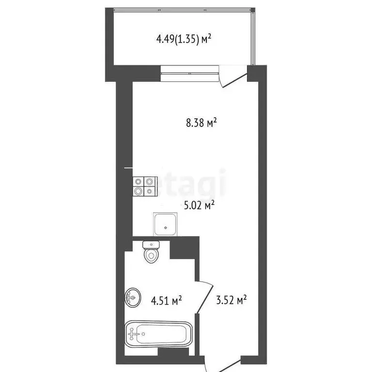 Квартира-студия: Ростов-на-Дону, Нахичевань, улица 26-я Линия, 35/2 ... - Фото 1