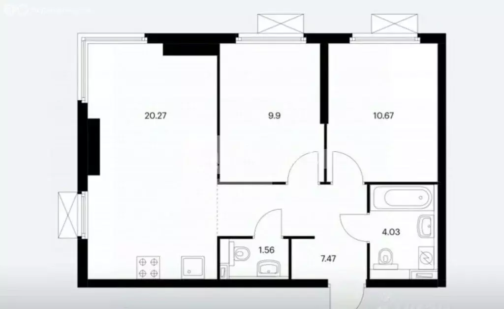 2-комнатная квартира: Москва, Очаковское шоссе, 5к4 (52.4 м) - Фото 1