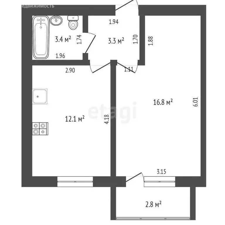 1-комнатная квартира: Ишим, Казанская улица, 111А (36.4 м) - Фото 0