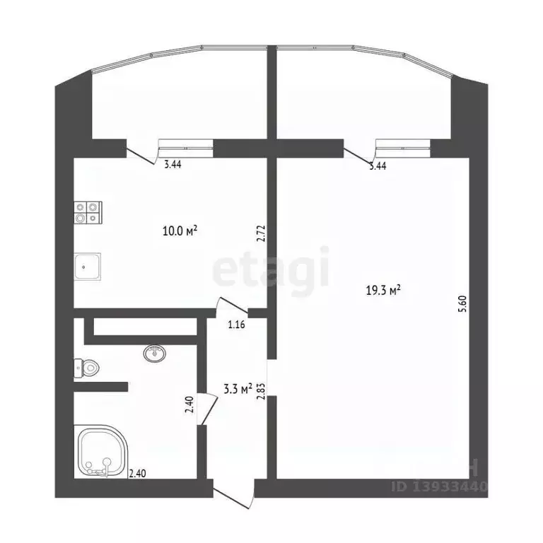 1-к кв. Тюменская область, Тюмень ул. Александра Митинского, 5 (37.3 ... - Фото 2