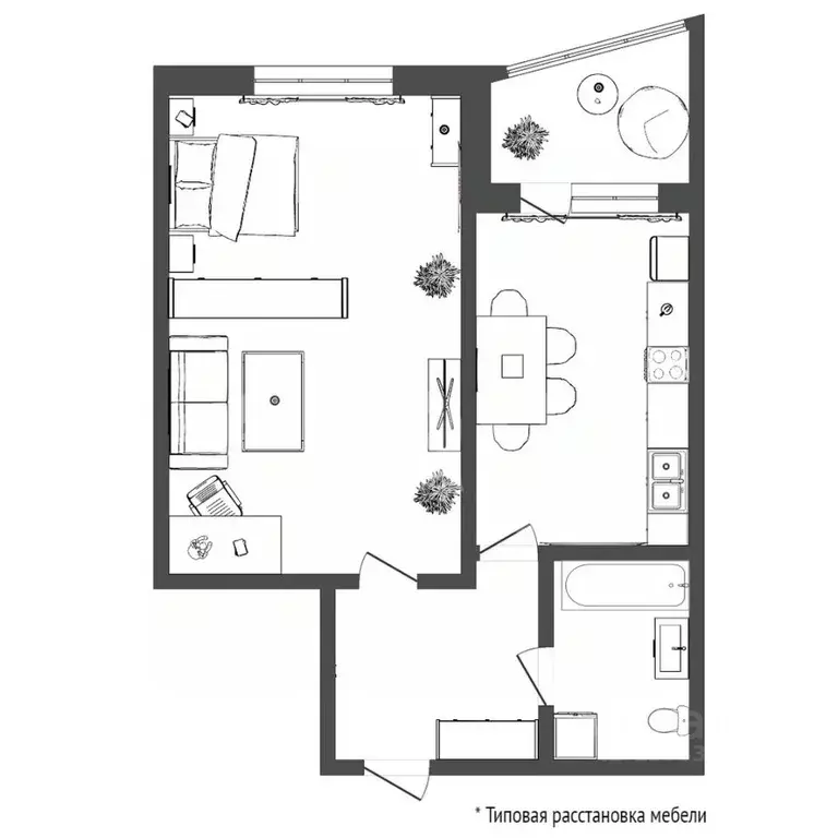 1-к кв. Тюменская область, Тюмень Заречный проезд, 39Ак1 (49.5 м) - Фото 2