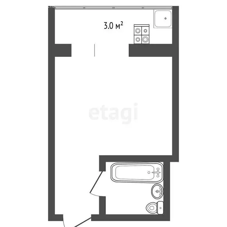 1-комнатная квартира: Тюмень, улица Седова, 64А (20 м) - Фото 1