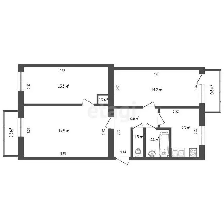 3-комнатная квартира: Феодосия, Крымская улица, 82А (63.2 м) - Фото 1