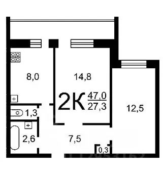 2-к кв. Кемеровская область, Кемерово Инициативная ул., 29А (47.0 м) - Фото 0