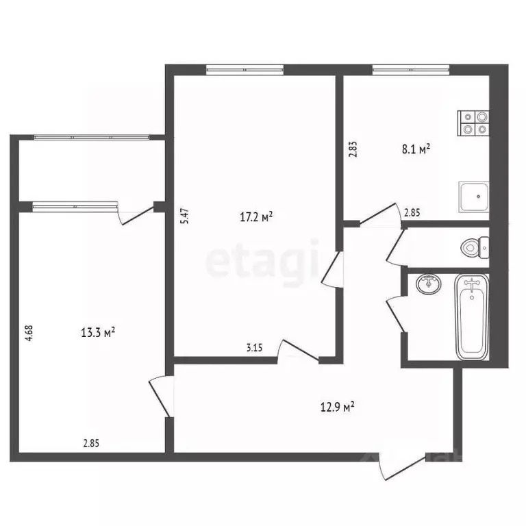 2-к кв. Ямало-Ненецкий АО, Новый Уренгой Восточный мкр, 5/1 (55.1 м) - Фото 1
