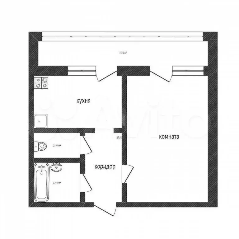 1-к. квартира, 30 м, 3/5 эт. - Фото 0