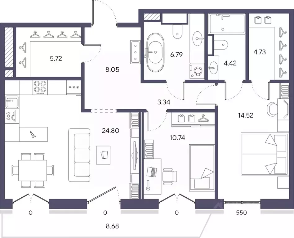 2-к кв. Санкт-Петербург просп. Большой Васильевского острова, 67к2 ... - Фото 1