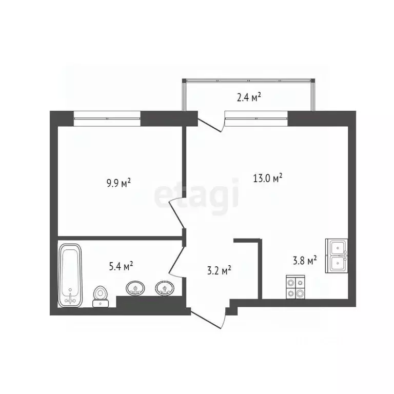 1-к кв. Тюменская область, Тюмень ул. Молодогвардейцев, 5к1 (35.2 м) - Фото 2