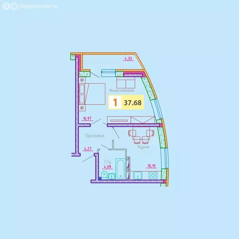 1-комнатная квартира: Архангельск, улица Гайдара, 57к2 (37.7 м) - Фото 0