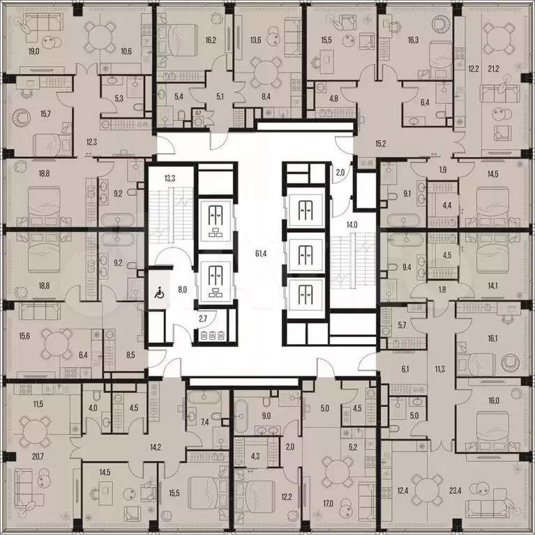2-к. квартира, 59,2 м, 32/47 эт. - Фото 1